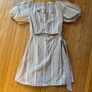 Promesa Beige Striped Mini Dress